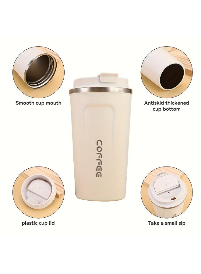 Coffee Vacuum Insulated Travel Mug Leakproof Double Wall Stainless Steel Reusable Coffee Cup with Lid for Hot and Cold Drinks (510ml-White) - Image 2